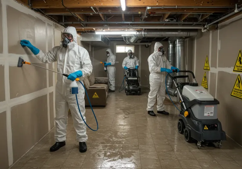 Basement Moisture Removal and Structural Drying process in Athens, TX